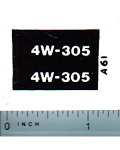 Decal 1/16 Allis Chalmers 4W-305 Model Numbers (white on black