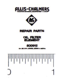 Decal Allis Chamlers Oil Filter for Pedal Tractor
