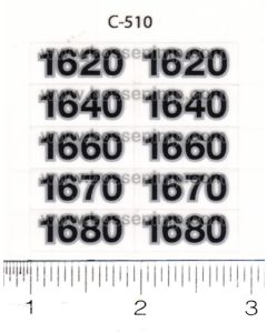 Decal 1/32 Case IH Combine 1620, 1640, 1660, 1670, 1680 Model Number Set