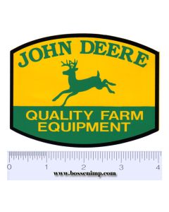 Decal JD Logo Quality Farm Equipment Green Deer on Yellow 4 inch