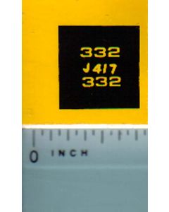Decal 1/16 John Deere L&G 332 Model Numbers