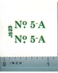 Decal 1/16 John Deere Mower No. 5A Model Numbers (green)