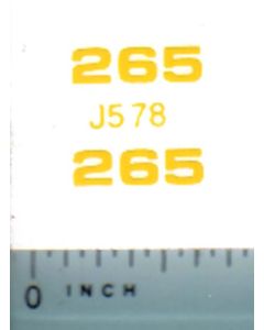 Decal 1/16 John Deere Loader 265 Model Numbers