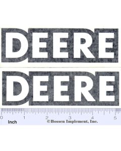 Decal Deere 5in. x 1 1/2in. (white, black outline)