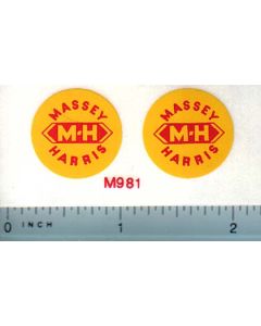 Decal Massey Harris Logo Red on Yellow 3/4 inch diameter