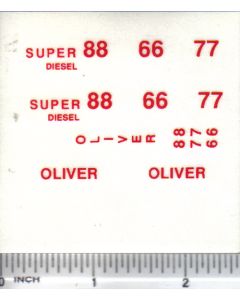 Decal 1/16 Oliver 66, 77, 88 Diesel Industrial Set red