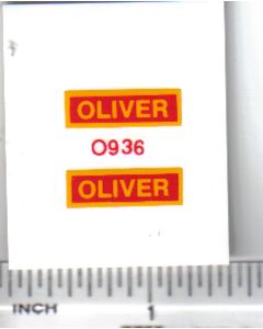 Decal 1/16 Oliver Yellow, Red
