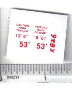 Decal 1/64 Caution High Trailer Set - Red