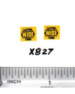 Decal 1/64 Caution Wide Turns - Yellow, Black