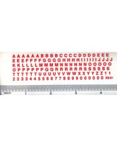 Decal Alpha/Numerical Set - Red 1/8in. x 1/8in.