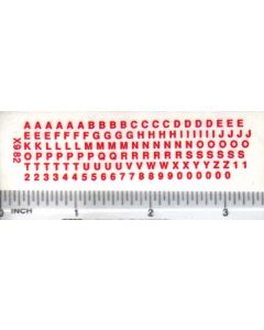 Decal Alpha/Numerical Set - Red 3/32 x 3/32