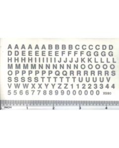 Decal Alpha/Numerical Set - Silver 3/16in. x 3/16in.