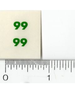 Decal 1/16 Oliver 99 Model numbers - Green