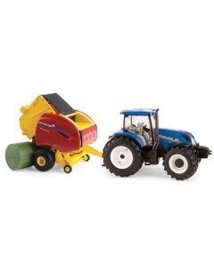 1/32 New Holland T6.180 MFD with NH 560 Round Baler