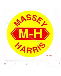 Decal Massey Haris Red on Yellow 4 inch